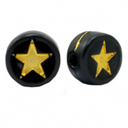 Abalorios letras acrílicas estrellas Negro-dorado