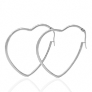Pendientes Acero Inox c&oacute;razon Plateado
