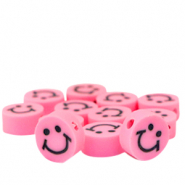 Abalorios de pol&iacute;meros smiley Rosa ne&oacute;n 