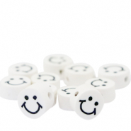 Abalorios de pol&iacute;meros smiley Blanco