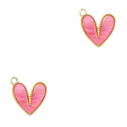 Colgantes de resina corazón Dorado-rosa