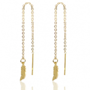 Pendientes acero inox plumas Dorado