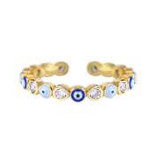 Anillos Must-have esmalte ojo turco/nazar Azul-blanco-dorado