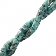 Piedras naturales Jaspe D&aacute;lmata abalorios disco 4mm Verde turqueza