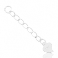 Plata 925 Fornituras extenci&oacute;n de cadena coraz&oacute;n Plata