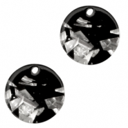 Colgantes de resina redondo 12mm Plata-negro