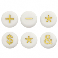 Abalorios letras acrílicas símbolo Blanco-dorado