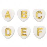 Abalorios letras acrílicas corazón Blanco-dorado