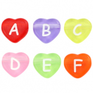 Abalorios letras acrílicas corazón Multicolor transparente