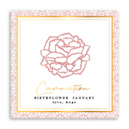 Tarjetas para joyería Flor de nacimiento Enero-Clavel Rojo