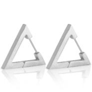 Pendientes Acero Inox  tri&aacute;ngulo Plateado