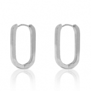 Pendientes Acero Inox ovalado Plateado