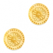 Cabuch&oacute;n Plexx 12mm Flor de nacimiento Abril-Margarita Dorado