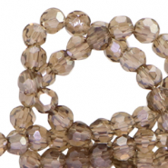 Abalorios faceteados redondos 4mm Topacio claro-revestimiento pearl shine
