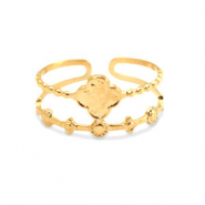 Anillos Acero Inox flor Dorado
