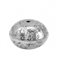 Abalorios aspecto met&aacute;lico disco flor Plata vieja