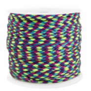 Cordón trenzado trendy 2mm Amarillo neón-azul
