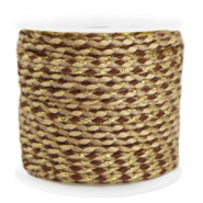 Cordón trenzado trendy 2mm Dorado-marrón