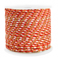 Cordón trenzado trendy 2mm Dorado-naranja rojo blanco