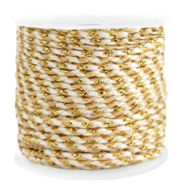 Cordón trenzado trendy 2mm Dorado-blanco