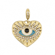 Metal TQ lat&oacute;n colgantes ojo providencia esmalte Dorado-azul