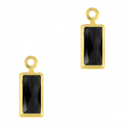 Colgantes de cristal rect&aacute;ngulo Negro jet-dorado