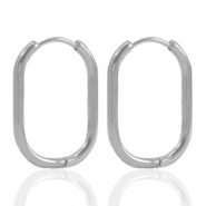 Pendientes Acero Inox criolla ovalado Plateado