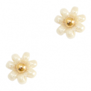 Abalorios Miyuki flor 8mm Crema beige-dorado