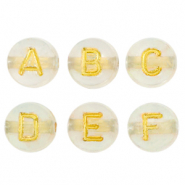 Abalorios letras acrílicas Dorado transparente