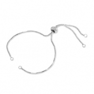 Fornituras metálicas DQ semi pulsera con abalorio de cierre deslizante Plata vieja (sin níquel)
