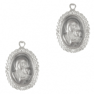 Colgantes met&aacute;licos DQ Mar&iacute;a y Jes&uacute;s Plata vieja (sin n&iacute;quel)