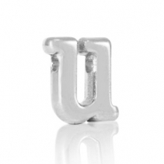 Abalorios letras metálicos DQ U Plata vieja (sin níquel)