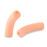 Abalorios acr&iacute;licos tubo Rosa salm&oacute;n