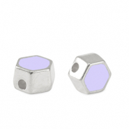 Abalorios metálicos DQ hexágono Plata vieja-púrpura lavanda (sin níquel)