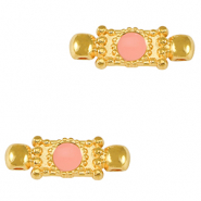 Colgantes met&aacute;licos DQ entrepieza Dorado-rosa salm&oacute;n (sin n&iacute;quel)
