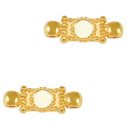 Colgantes met&aacute;licos DQ entrepieza Dorado-blanco marfil (sin n&iacute;quel)