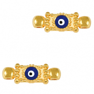 Colgantes met&aacute;licos DQ entrepieza ojo turco/nazar Dorado-azul oscuro (sin n&iacute;quel)