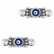Colgantes met&aacute;licos DQ entrepieza ojo turco/nazar Plata vieja-azul oscuro (sin n&iacute;quel)