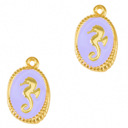 Colgantes metálicos DQ caballito de mar Dorado-púrpura lavanda (sin níquel)