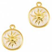 Colgantes metálicos DQ sol Dorado-blanco nacar (sin níquel)