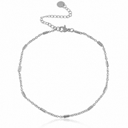 Pulseras tobillera Acero Inox eslabón Plateado