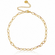 Pulseras tobillera Acero Inox eslabón ovalada Dorado