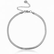 Pulseras tobillera Acero Inox eslabón serpiente Plateado