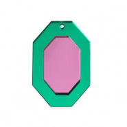 Colgantes llamativos oct&oacute;gono Verde met&aacute;lico-rosa