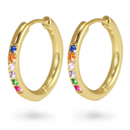 Pendientes Acero Inox criolla zirc&oacute;n 21mm Dorado