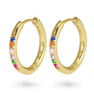 Pendientes Acero Inox criolla zirc&oacute;n 19mm Dorado