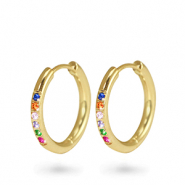 Pendientes Acero Inox criolla zirc&oacute;n 11mm Dorado