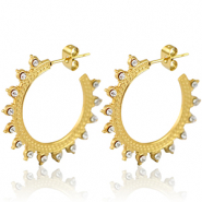 Pendientes Acero Inox criolla 30mm Dorado-cristal