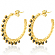 Pendientes Acero Inox criolla 30mm Dorado-negro