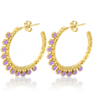 Pendientes Acero Inox criolla 30mm Dorado-p&uacute;rpura